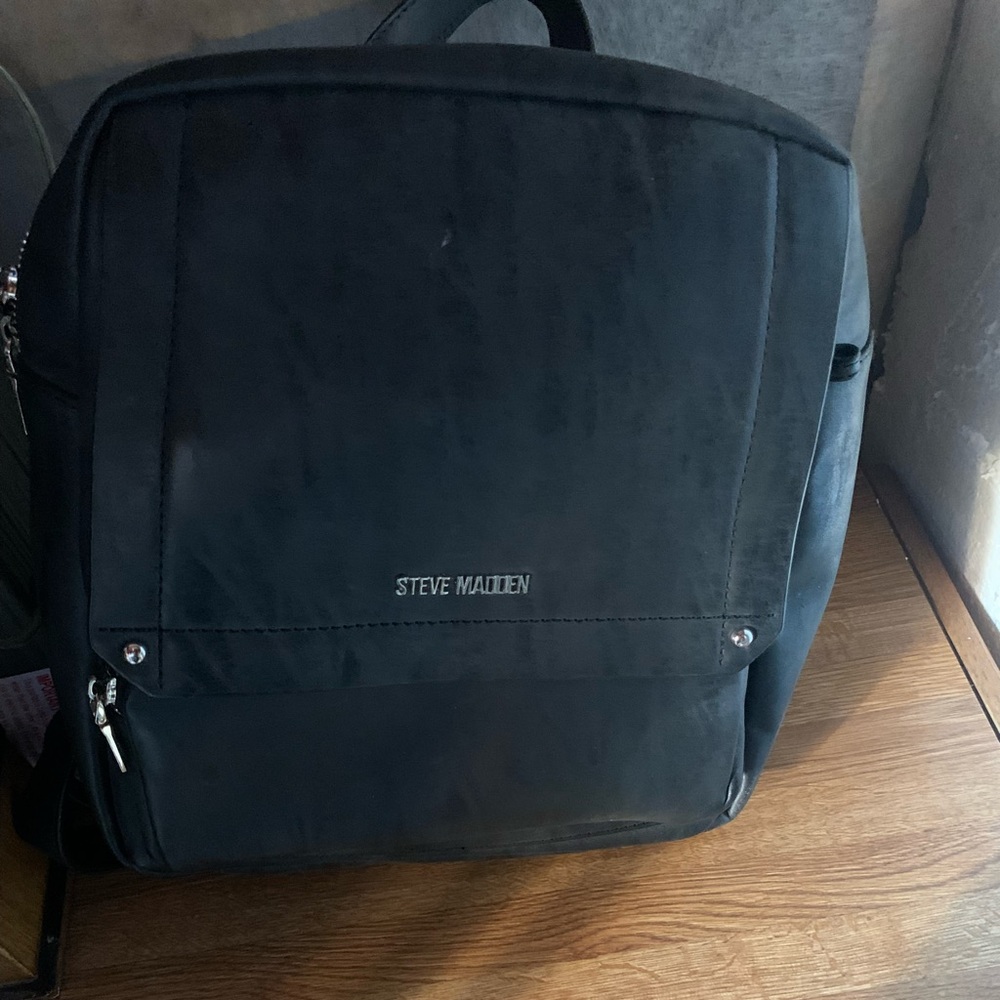 Steve Madden dark grey backpack purse